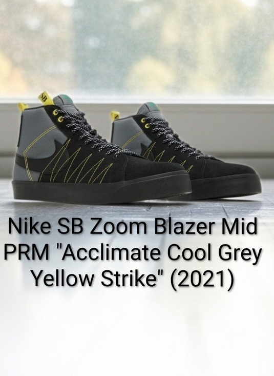 Nike Other - Nike SB Zoom Blazer Mid PRM Acclimate Cool Grey Yellow Strike Mens 9.5 Womens 11